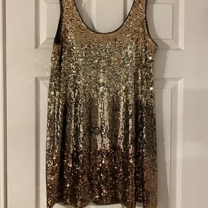 Express Gold Sequin Dress